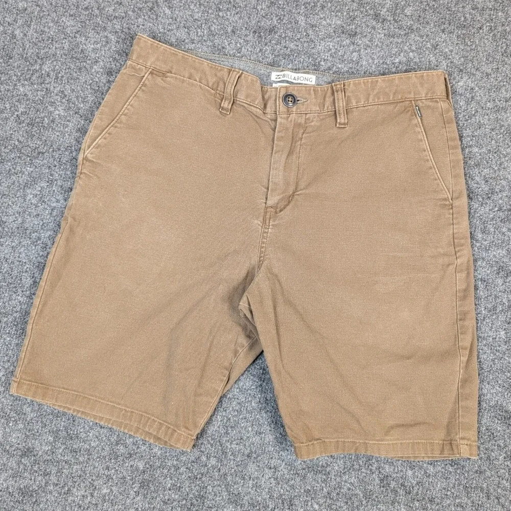 Billabong New Order Stretch Chino Shorts Brown Casual Surf Skate Mens 32 Cotton